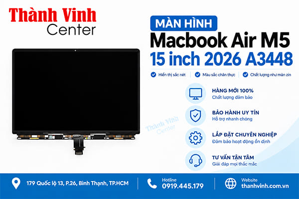 màn hình Macbook Air M5 15 inch 2026 A3448