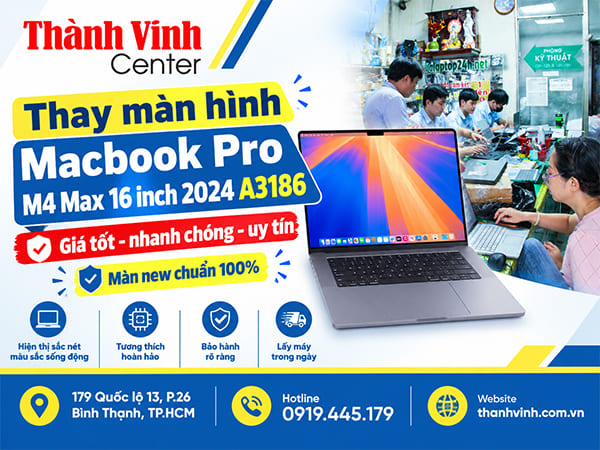 Thay màn hình Macbook Pro M4 Max 16 inch 2024 A3186