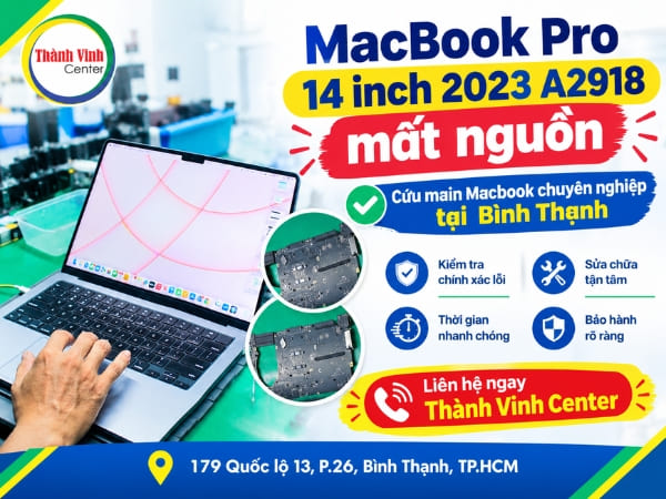 sửa main MacBook Pro 14 inch M3 2023 A2918 mất nguồn