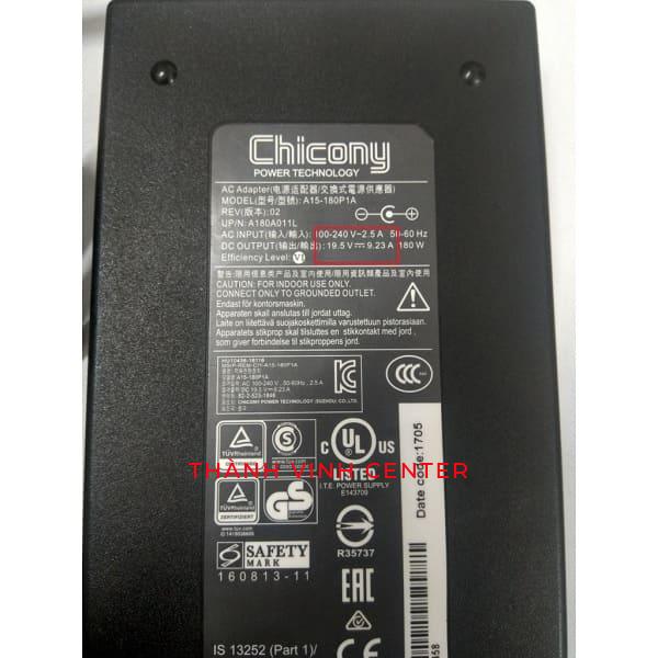 Sạc Laptop Acer 180W 19.5V-9.23A 2,5A, 2,34A Chân Thường 5.5*1.7mm. Sạc Cũ Zin Theo Máy, Không Kèm dây nguồn