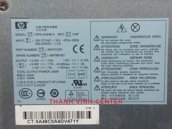 Nguồn HP dc5700 SFF, HP dc5750 SFF mã nguồn DPS-240HB A 240W