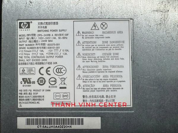 Nguồn HP Compaq 6000 Pro SFF HP Compaq 6005 Pro SFF HP Compaq 8000 Elite SFF HP Compaq 8100, 8200 Elite SFF mã nguồn DPS-240RB 240W
